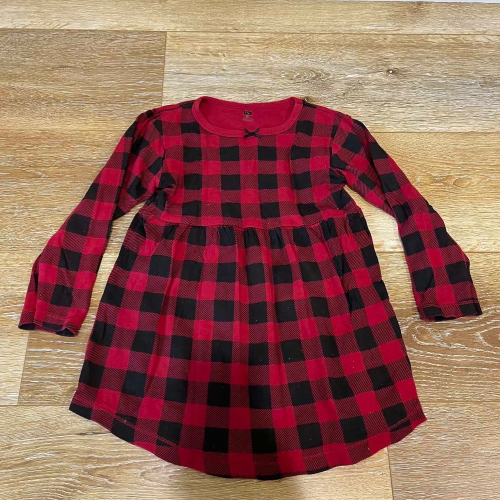 Buffalo Plaid Red Cotton Dress Kids 5 years old perfect condition